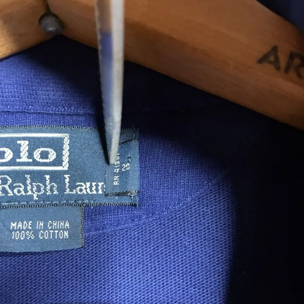 Polo Ralph Lauren Terry Cloth Polo Shirt Mens Large Blue Long Sleeve Pony Rugby